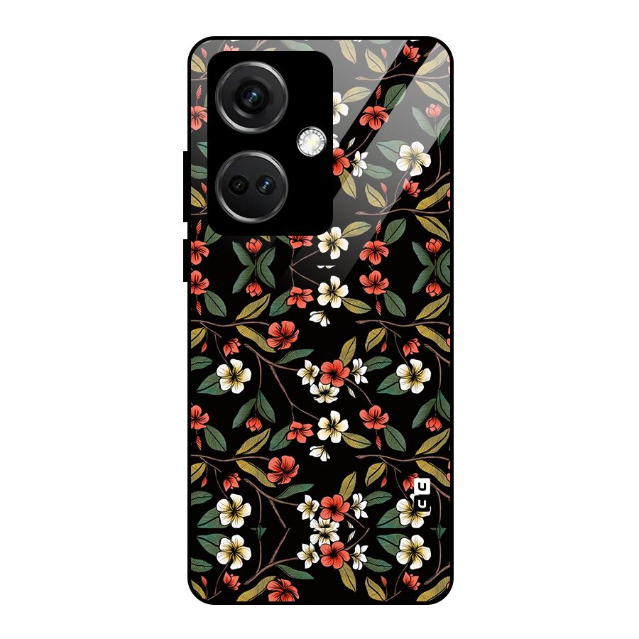 Decorative Florals Pattern Glass Back Case for OnePlus Nord CE 3 5G