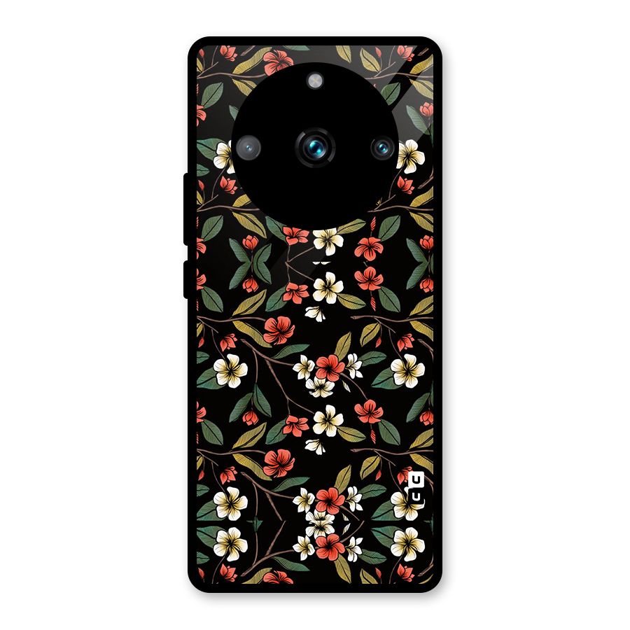 Decorative Florals Pattern Glass Back Case for Realme 11 Pro