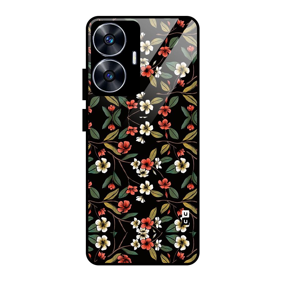 Decorative Florals Pattern Glass Back Case for Realme Narzo N55