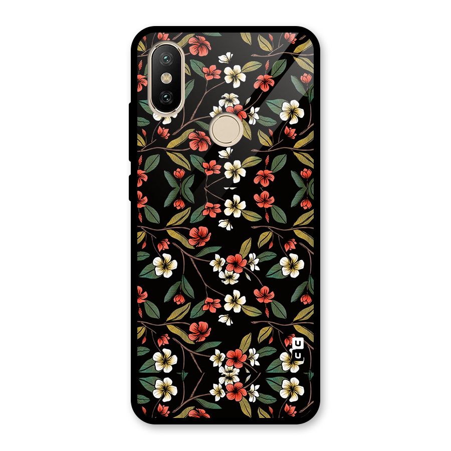 Decorative Florals Pattern Glass Back Case for Redmi A2