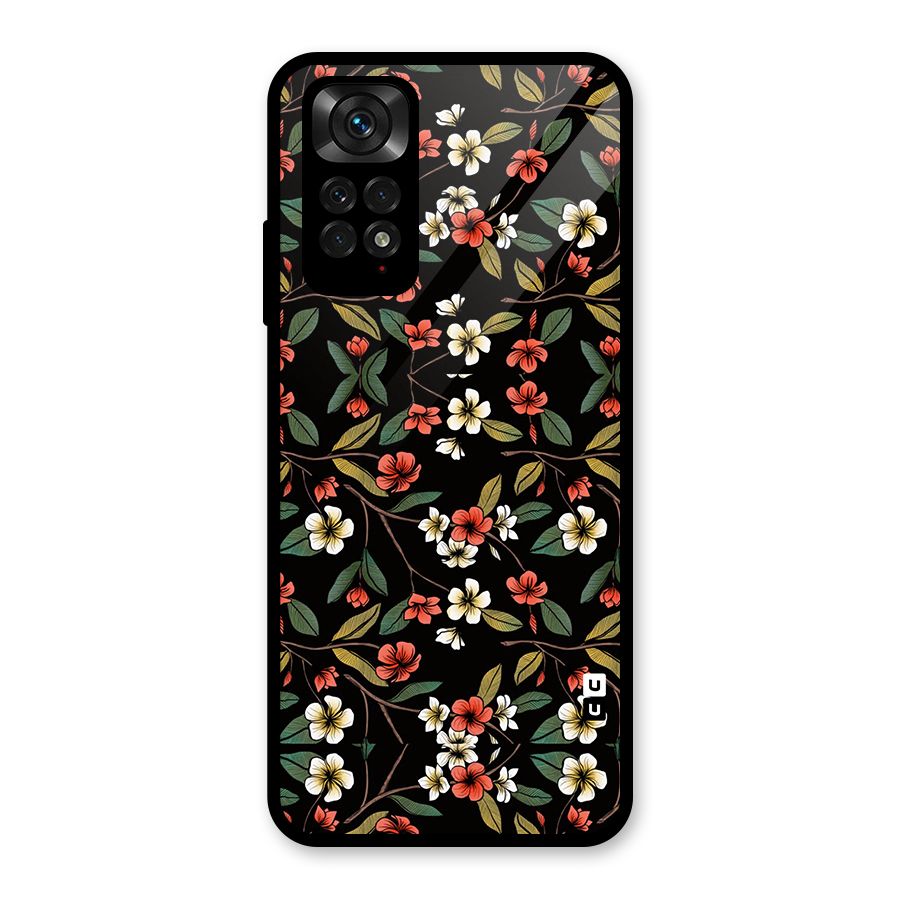 Decorative Florals Pattern Glass Back Case for Redmi Note 11S