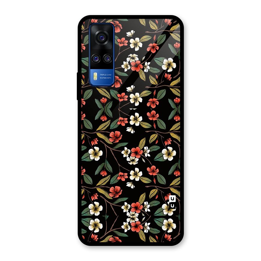 Decorative Florals Pattern Glass Back Case for Vivo Y31