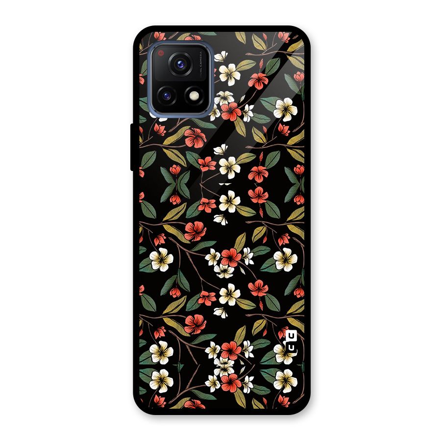 Decorative Florals Pattern Glass Back Case for Vivo Y72 5G