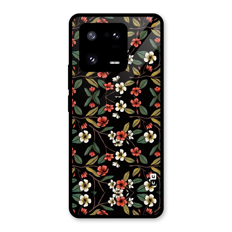 Decorative Florals Pattern Glass Back Case for Xiaomi 13 Pro