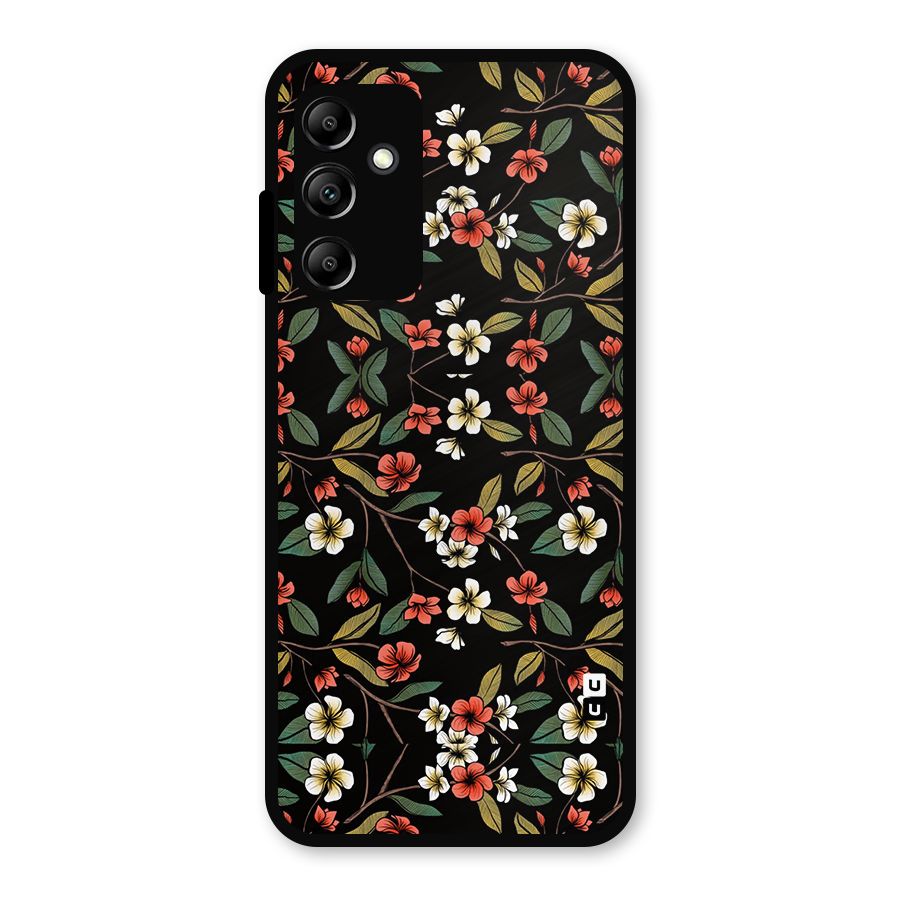 Decorative Florals Pattern Metal Back Case for Galaxy A14 5G