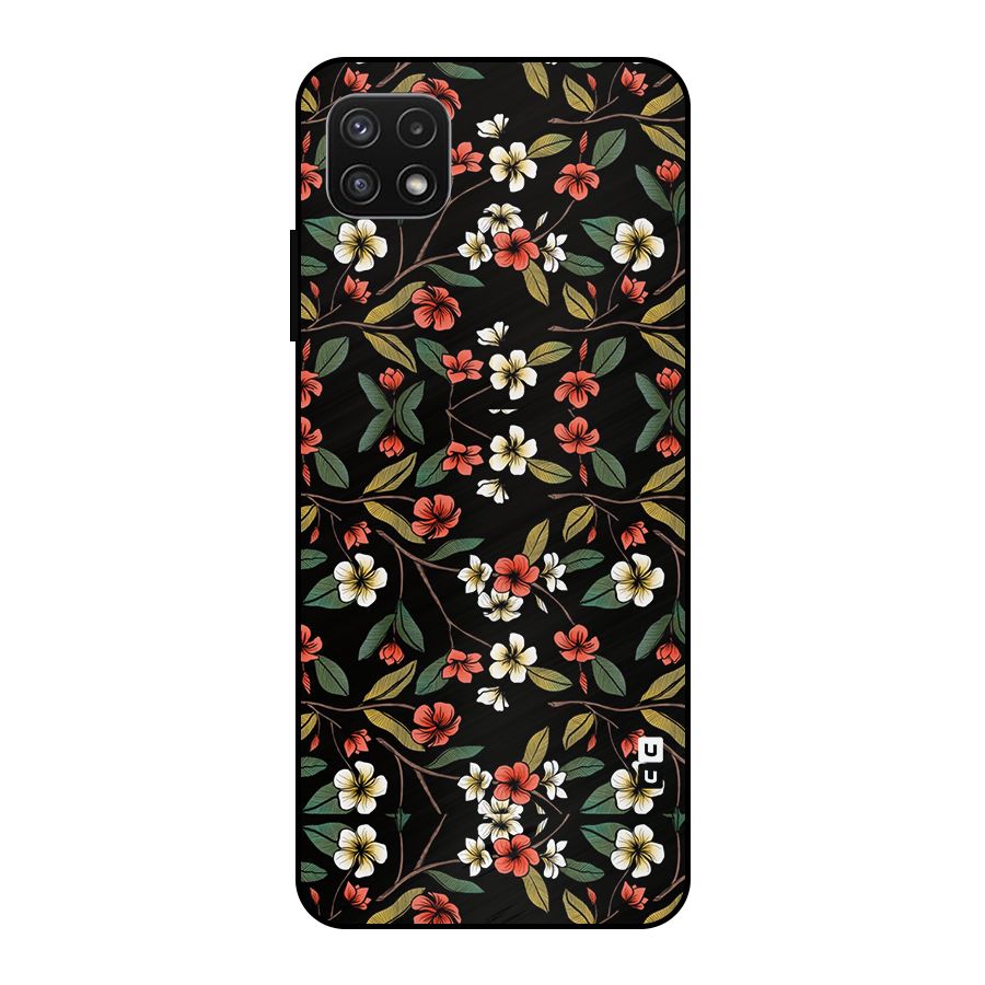 Decorative Florals Pattern Metal Back Case for Galaxy A22 5G