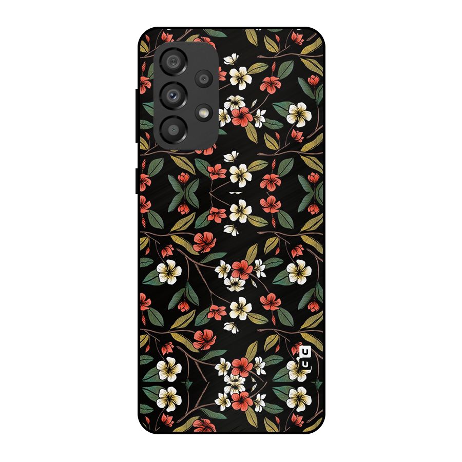Decorative Florals Pattern Metal Back Case for Galaxy A33 5G