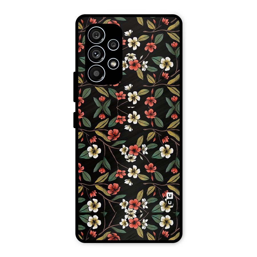 Decorative Florals Pattern Metal Back Case for Galaxy A53 5G