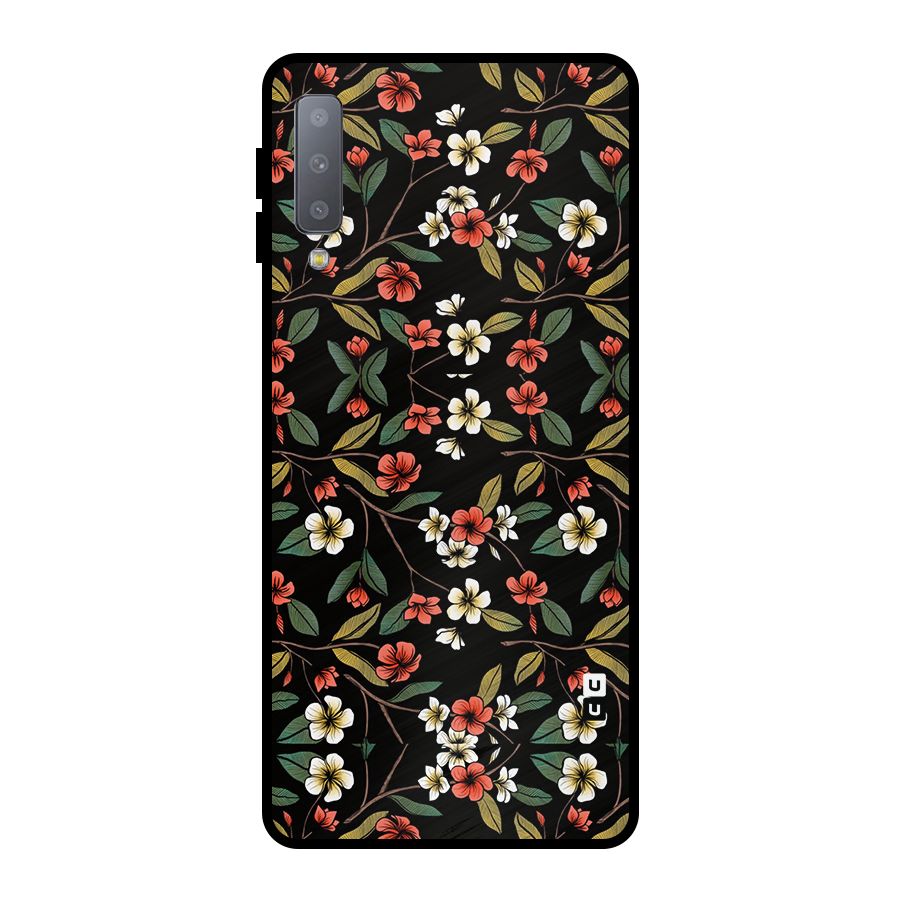 Decorative Florals Pattern Metal Back Case for Galaxy A7 (2018)