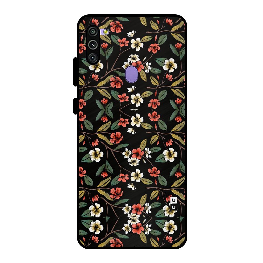 Decorative Florals Pattern Metal Back Case for Galaxy M11
