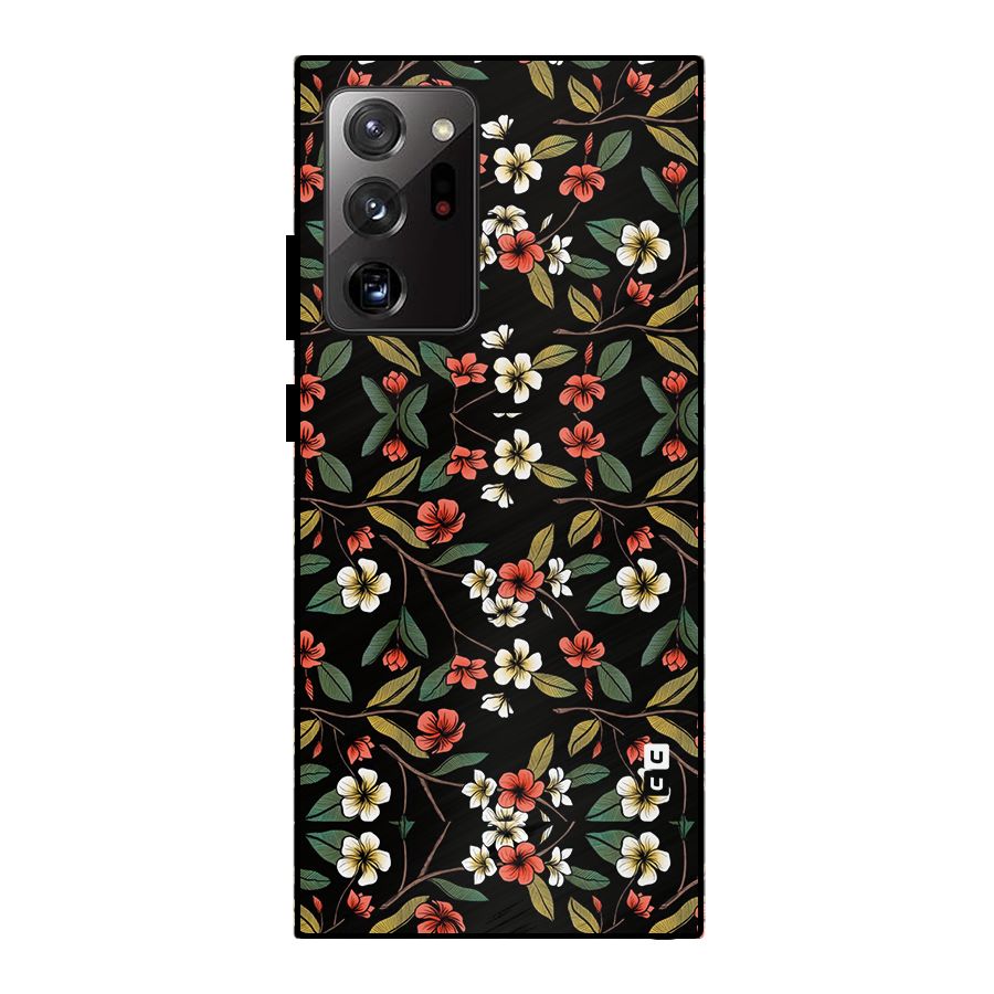 Decorative Florals Pattern Metal Back Case for Galaxy Note 20 Ultra