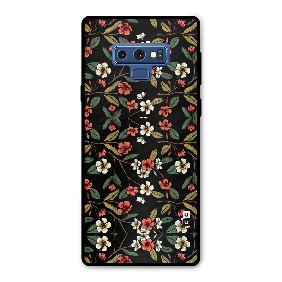 Decorative Florals Pattern Metal Back Case for Galaxy Note 9