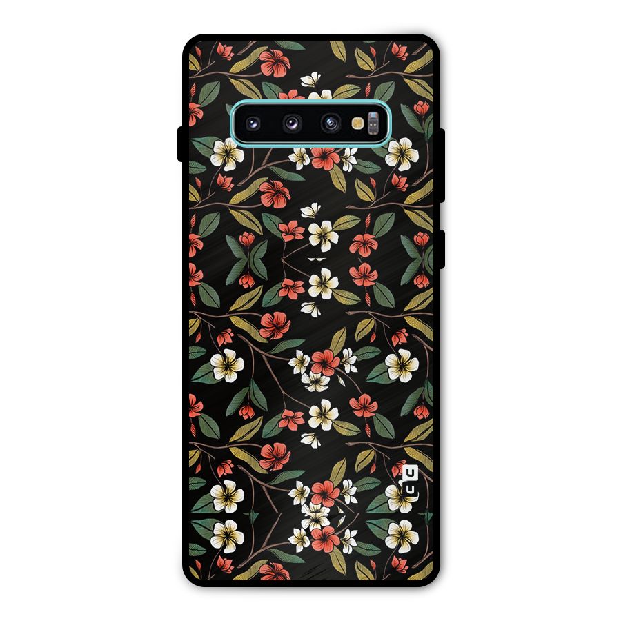 Decorative Florals Pattern Metal Back Case for Galaxy S10 Plus