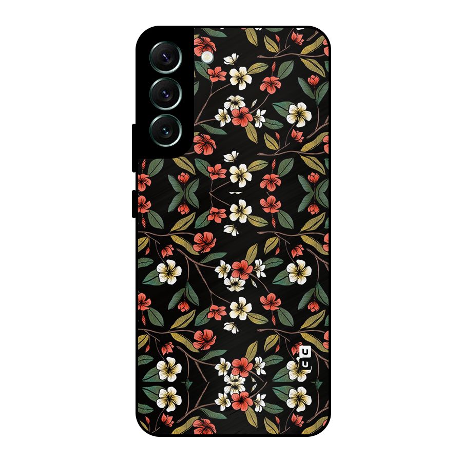 Decorative Florals Pattern Metal Back Case for Galaxy S22 Plus 5G