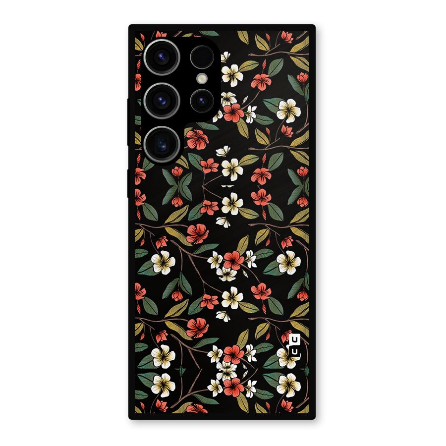 Decorative Florals Pattern Metal Back Case for Galaxy S23 Ultra