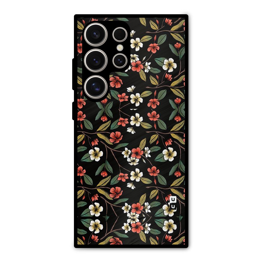 Decorative Florals Pattern Metal Back Case for Galaxy S24 Ultra