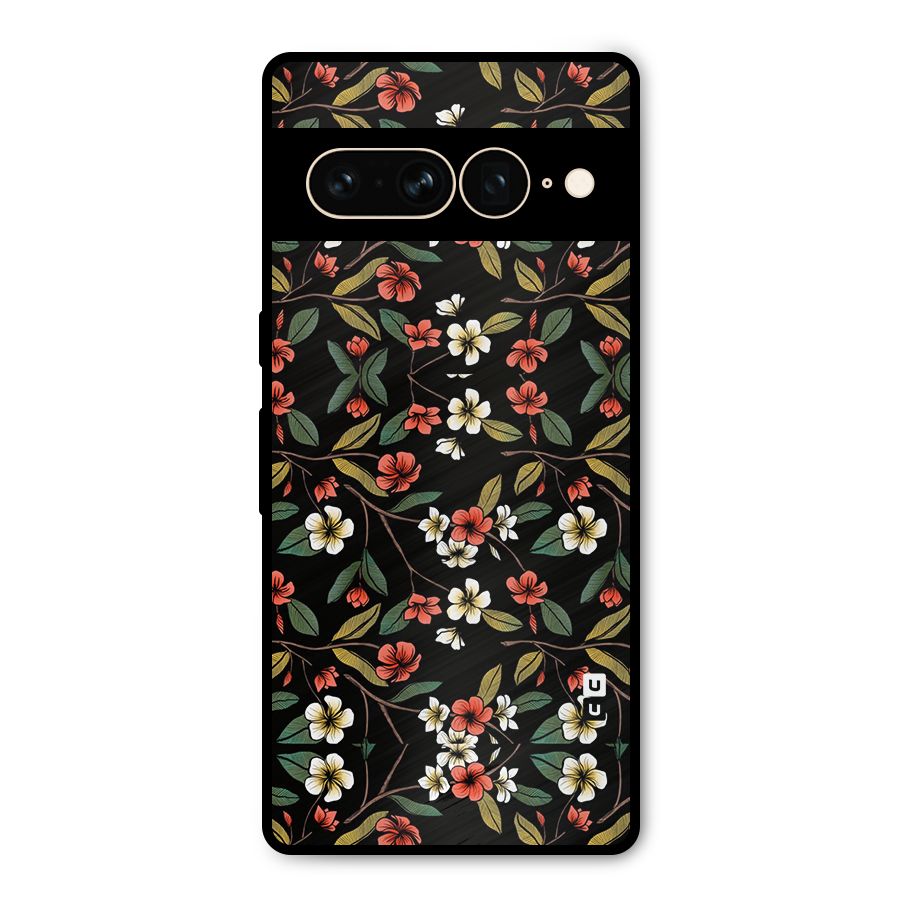 Decorative Florals Pattern Metal Back Case for Google Pixel 7 Pro