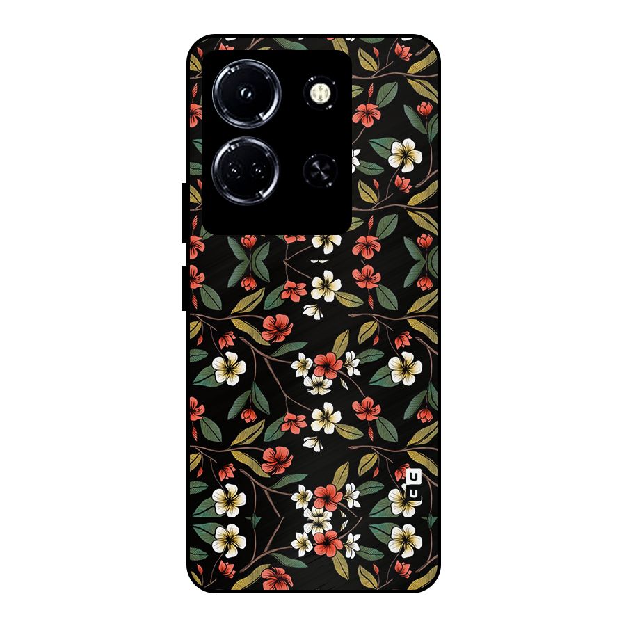 Decorative Florals Pattern Metal Back Case for Infinix Note 30 5G