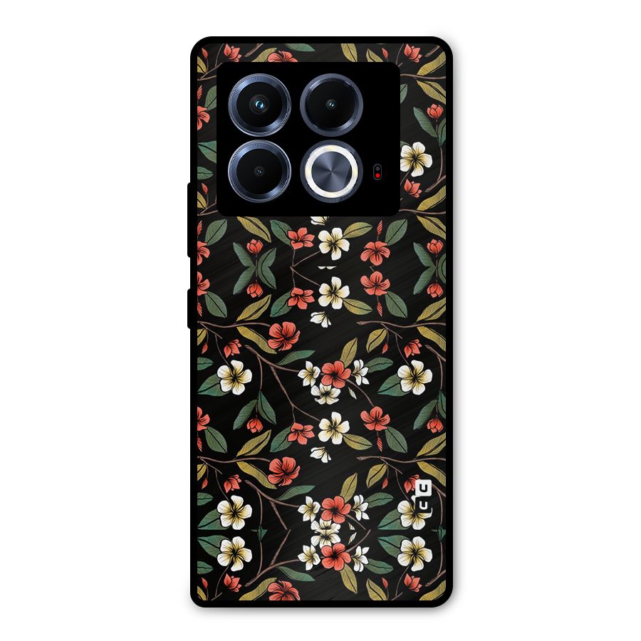 Decorative Florals Pattern Metal Back Case for Infinix Note 40 5G
