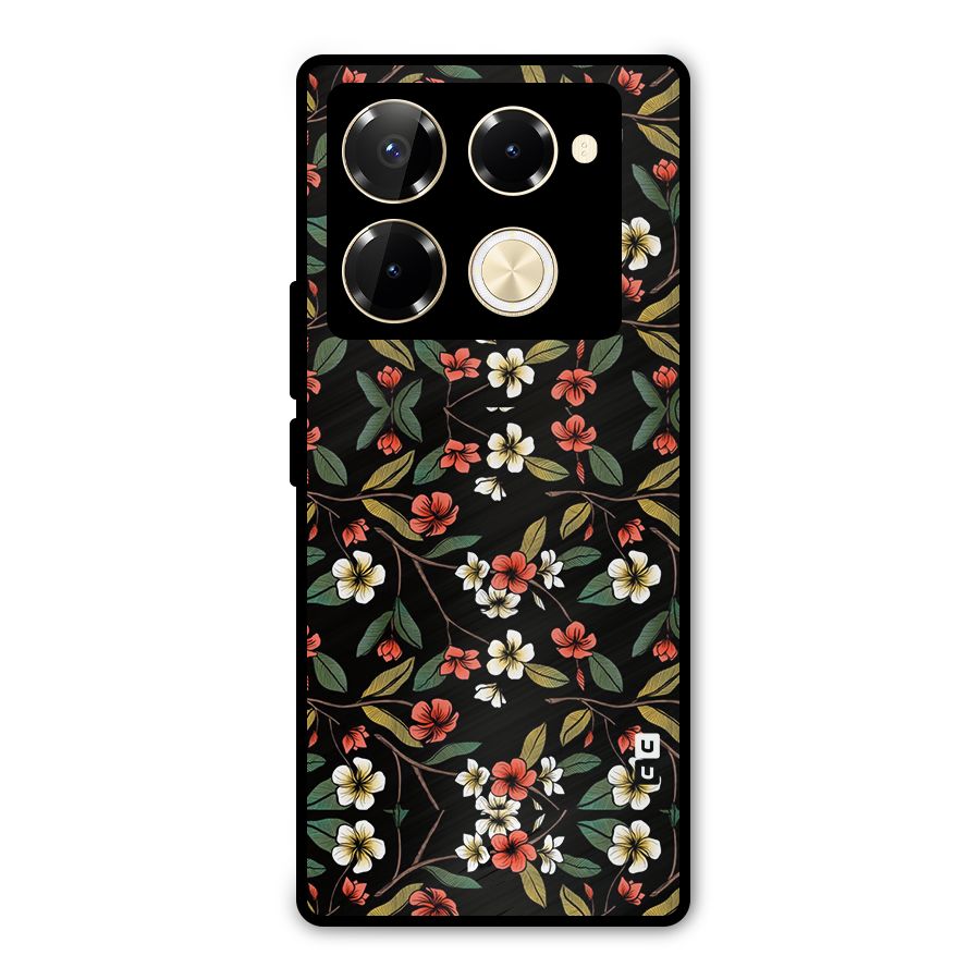 Decorative Florals Pattern Metal Back Case for Infinix Note 40 Pro Plus