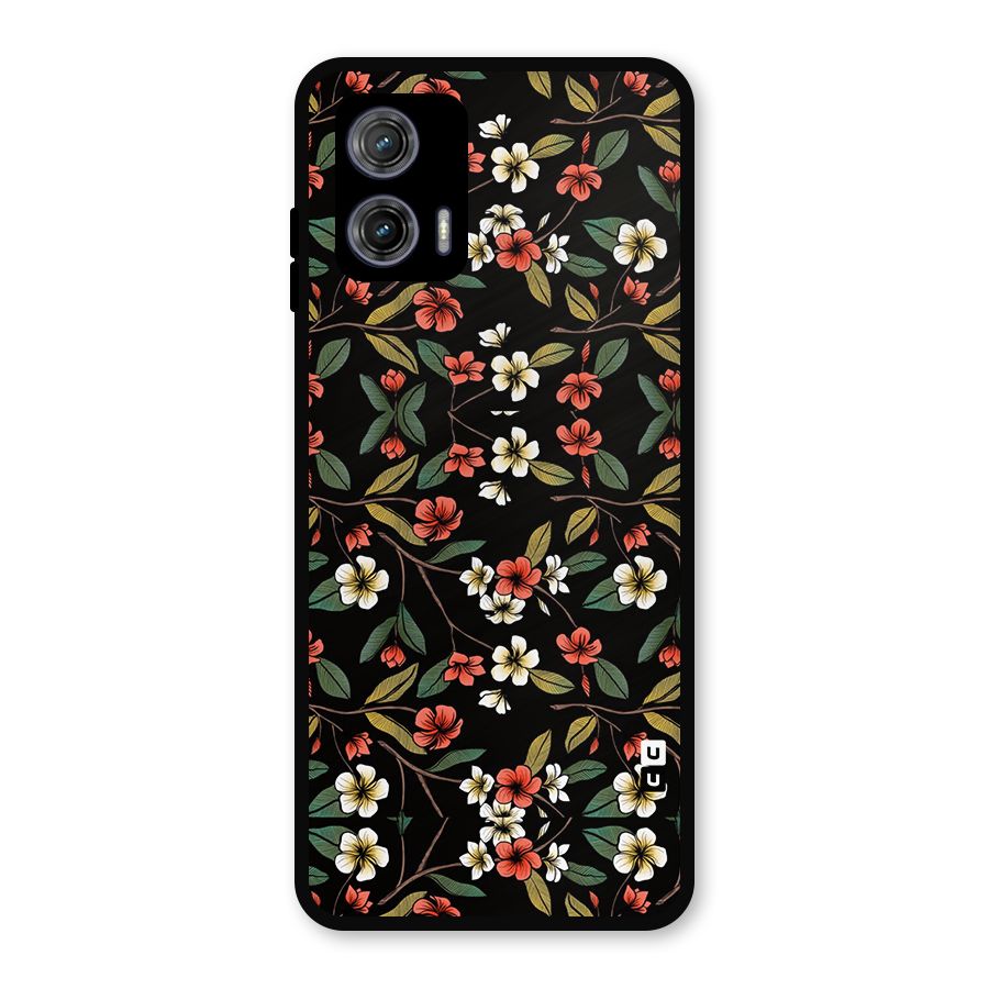 Decorative Florals Pattern Metal Back Case for Moto G73