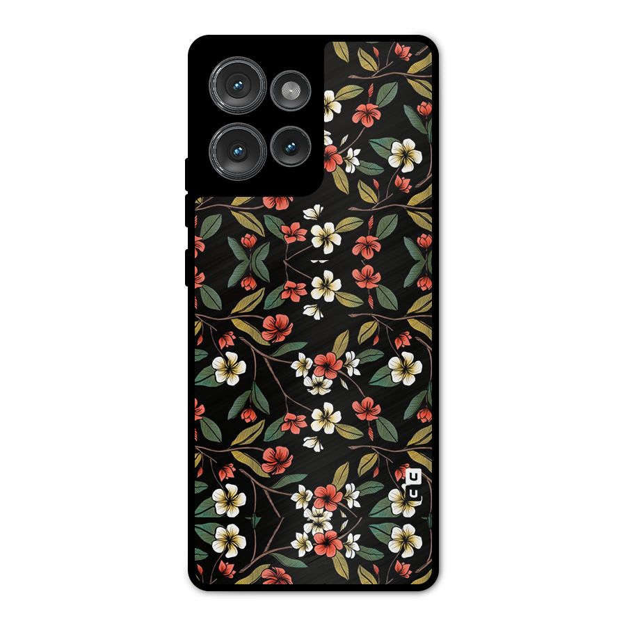 Decorative Florals Pattern Metal Back Case for Motorola Edge 50