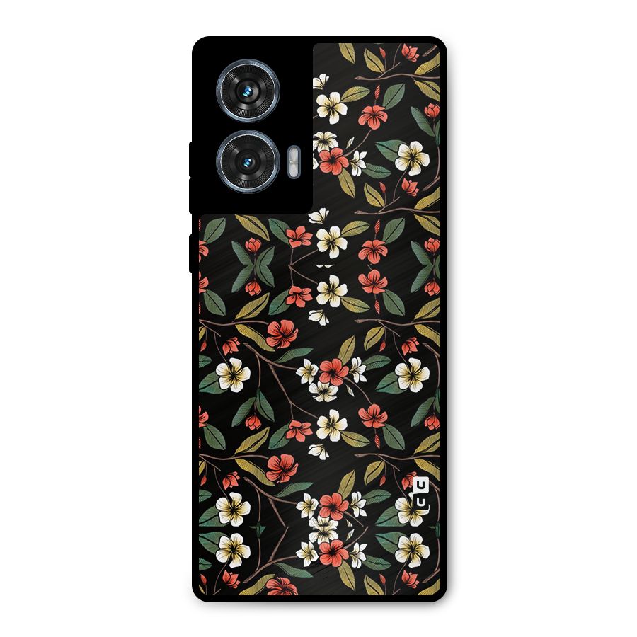 Decorative Florals Pattern Metal Back Case for Motorola Edge 50 Fusion