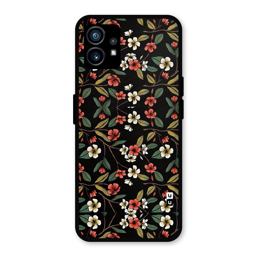 Decorative Florals Pattern Metal Back Case for Nothing Phone 1