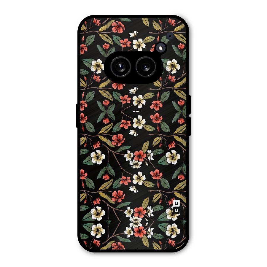 Decorative Florals Pattern Metal Back Case for Nothing Phone 2a Plus