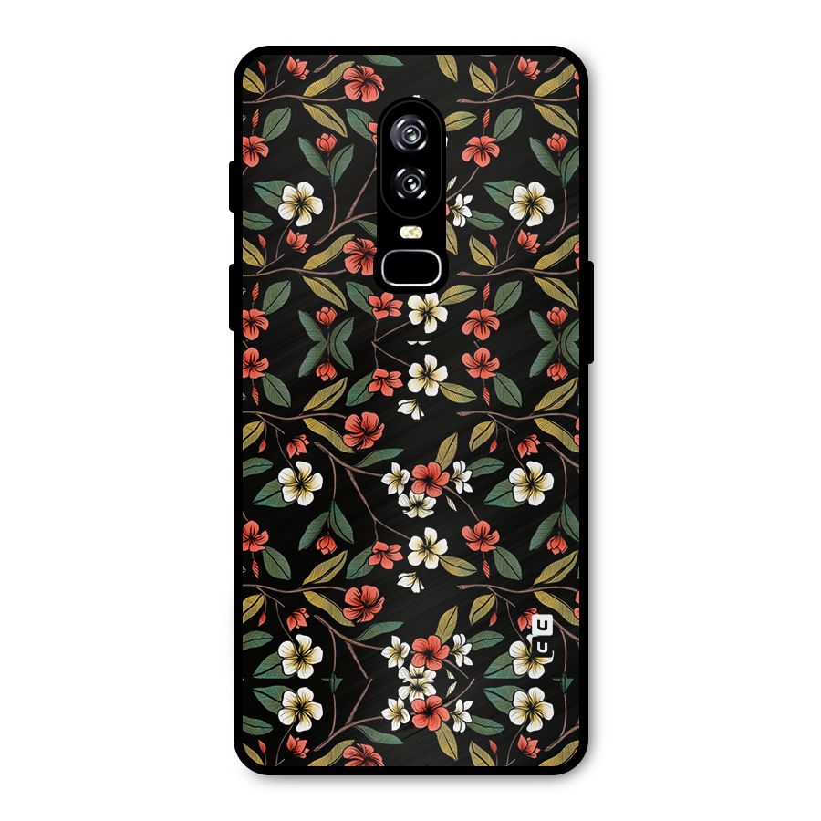 Decorative Florals Pattern Metal Back Case for OnePlus 6