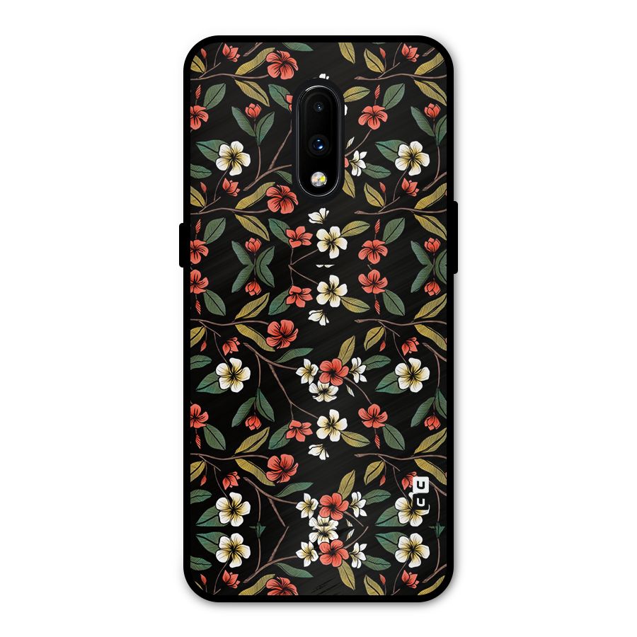 Decorative Florals Pattern Metal Back Case for OnePlus 7