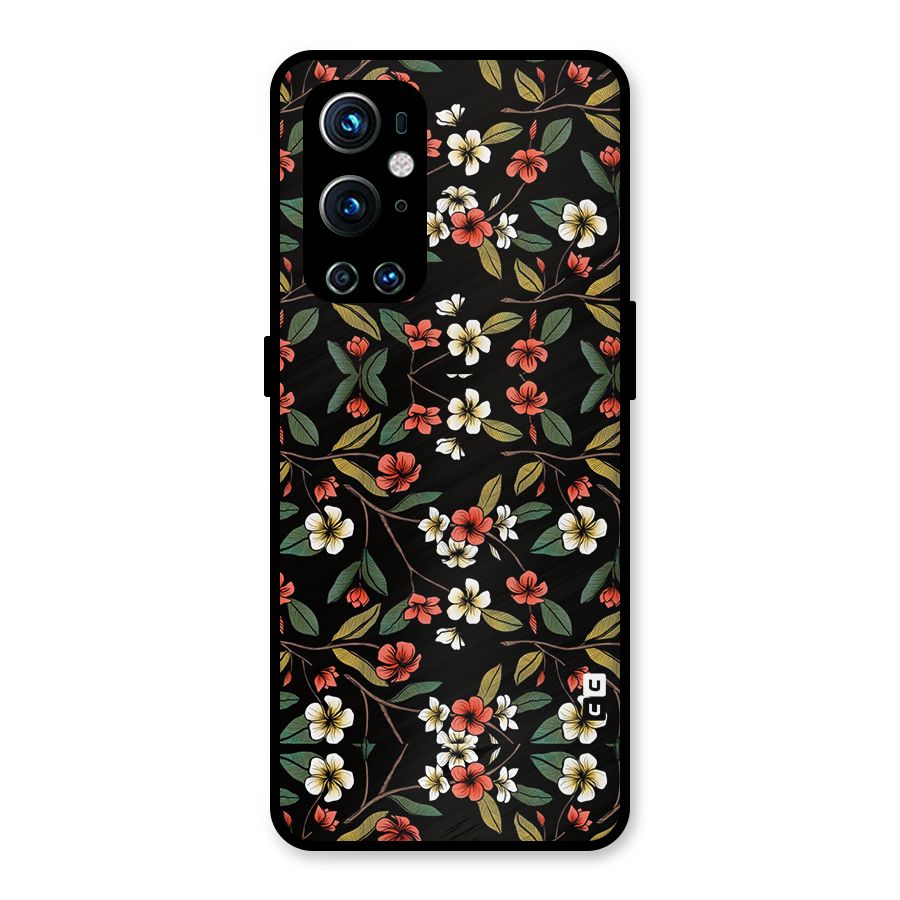 Decorative Florals Pattern Metal Back Case for OnePlus 9 Pro