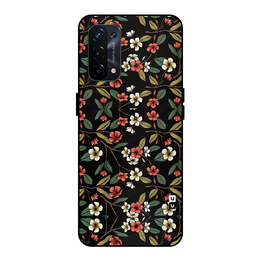 Decorative Florals Pattern Metal Back Case for Oppo A74 5G