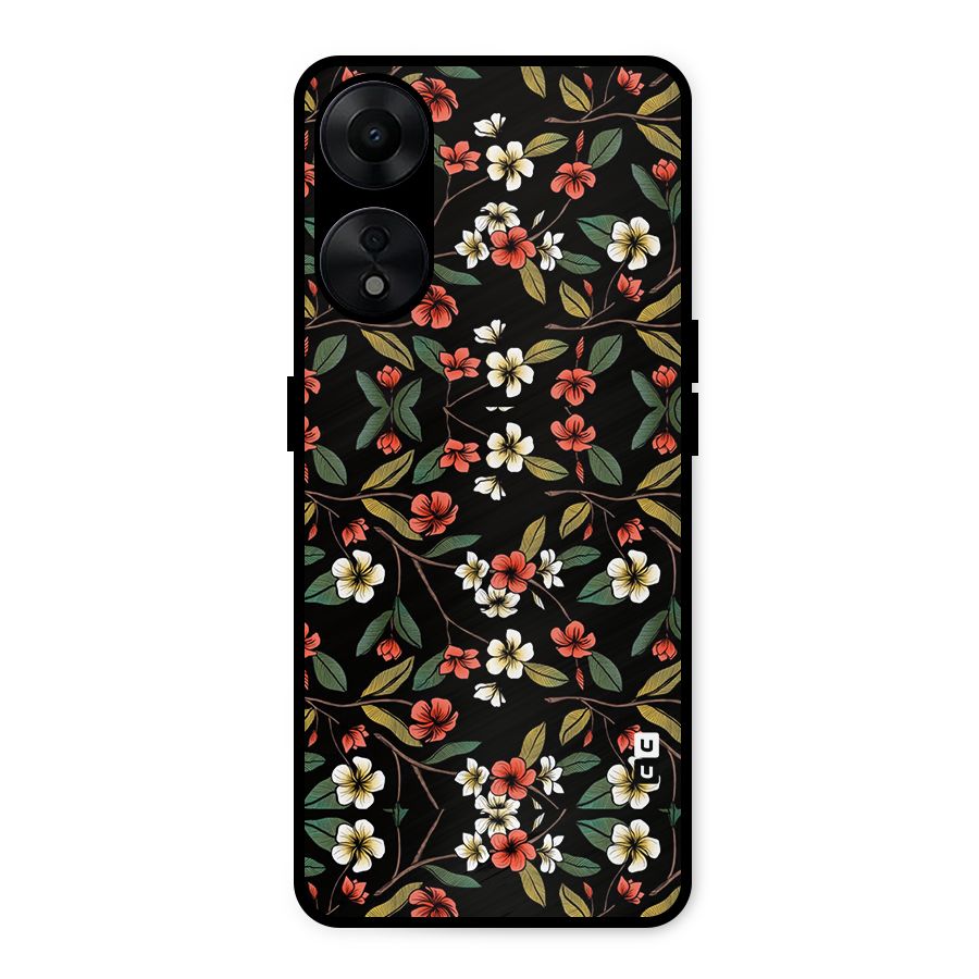 Decorative Florals Pattern Metal Back Case for Oppo A78 5G