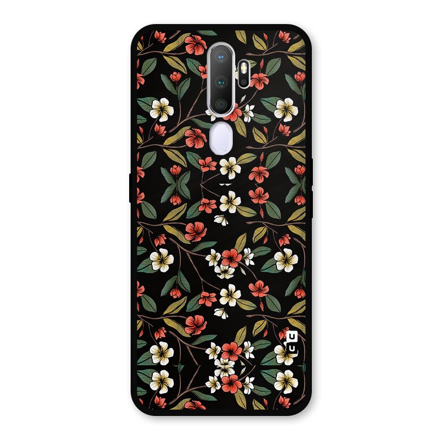 Decorative Florals Pattern Metal Back Case for Oppo A9 (2020)