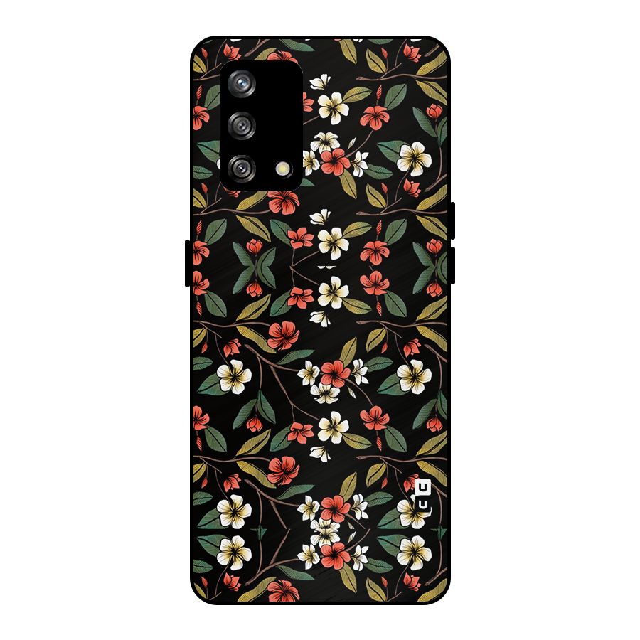 Decorative Florals Pattern Metal Back Case for Oppo F19