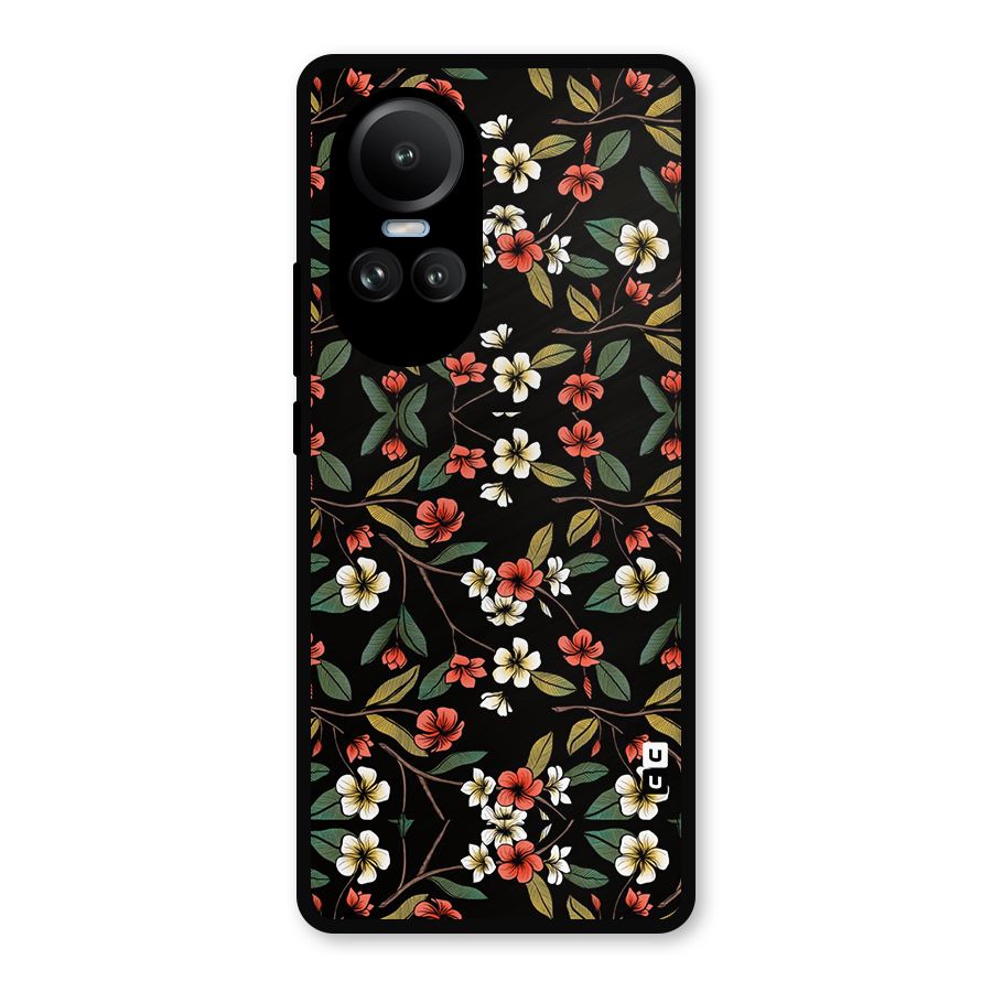 Decorative Florals Pattern Metal Back Case for Oppo Reno10 Pro
