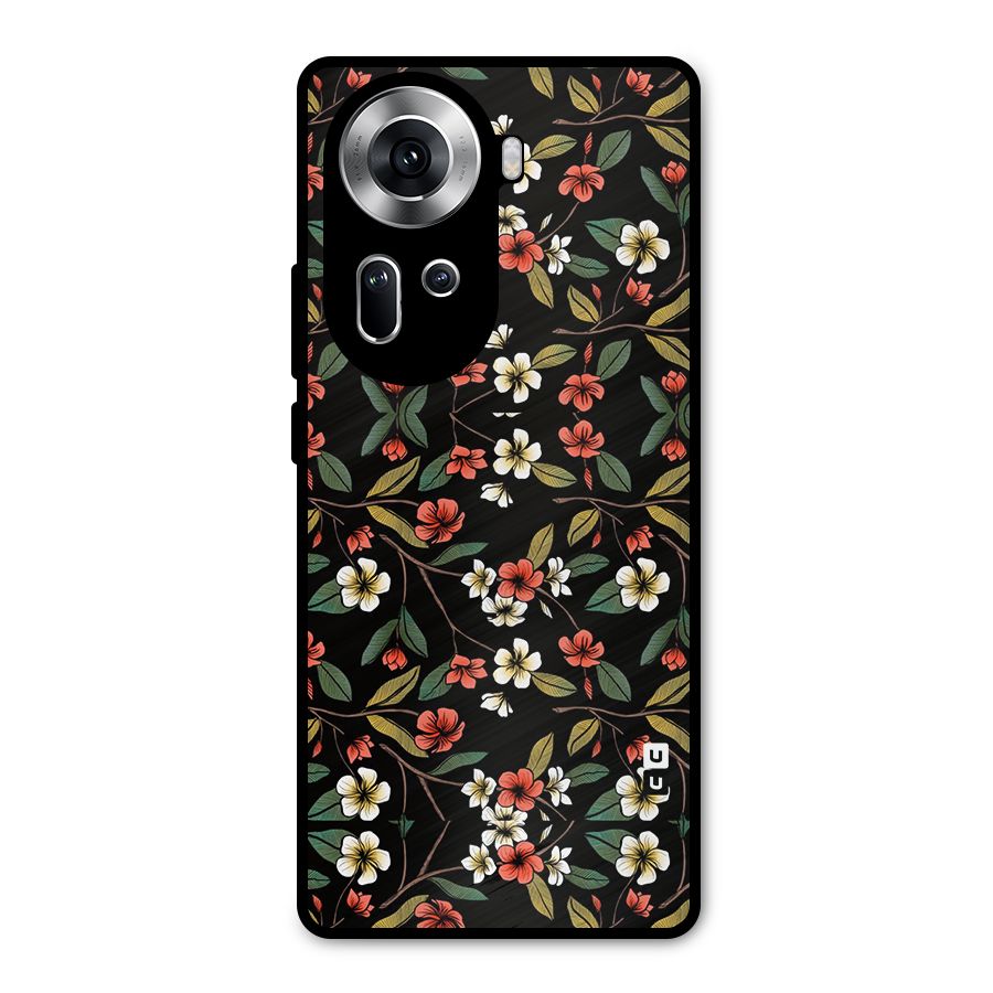 Decorative Florals Pattern Metal Back Case for Oppo Reno11 5G