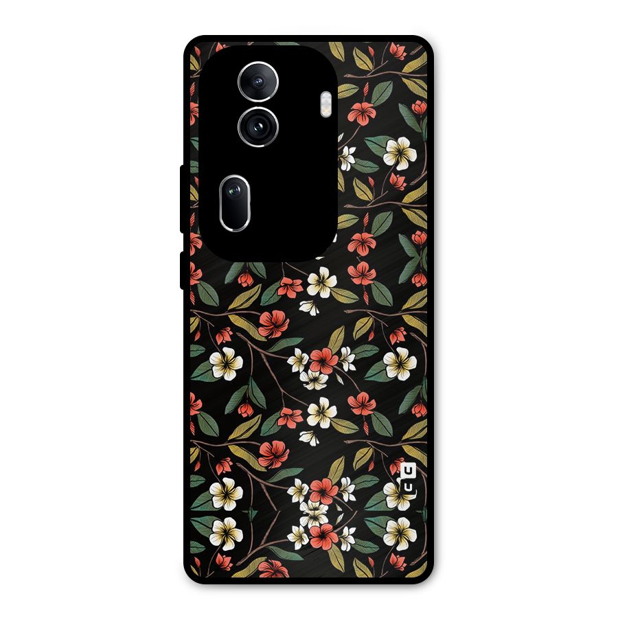 Decorative Florals Pattern Metal Back Case for Oppo Reno11 Pro 5G