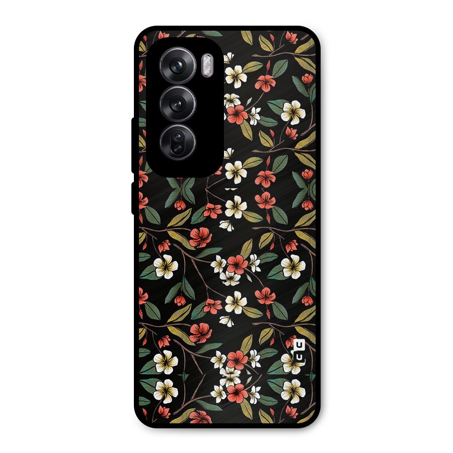 Decorative Florals Pattern Metal Back Case for Oppo Reno12 Pro