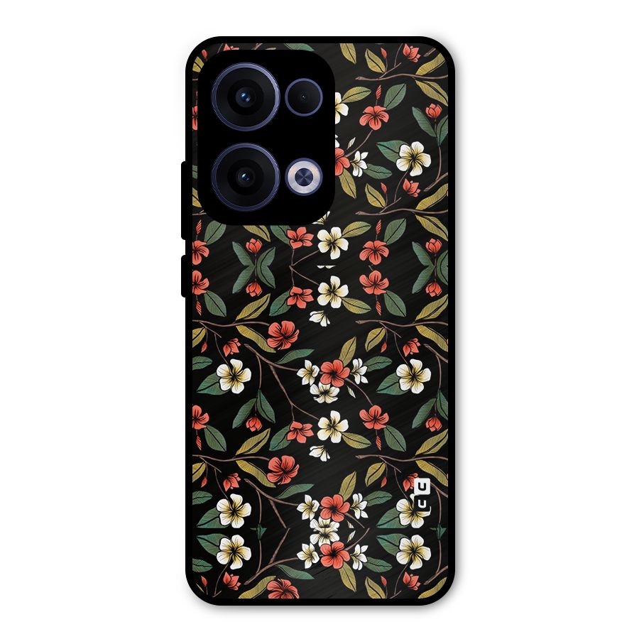 Decorative Florals Pattern Metal Back Case for Oppo Reno13