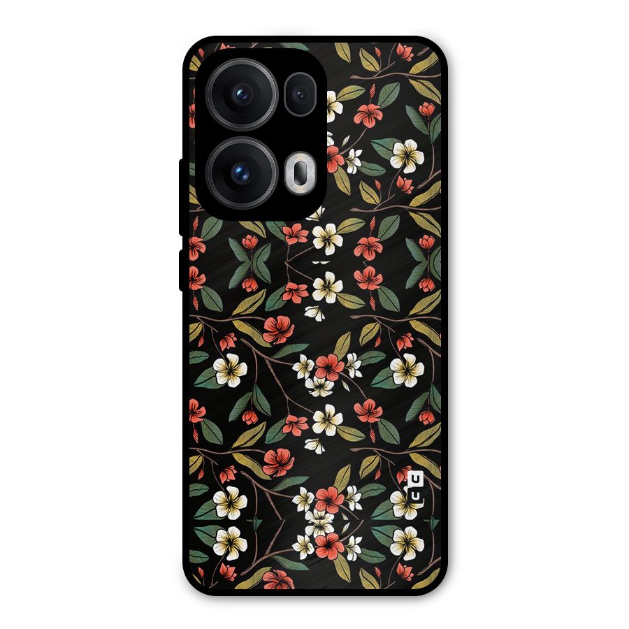 Decorative Florals Pattern Metal Back Case for Oppo Reno13 Pro