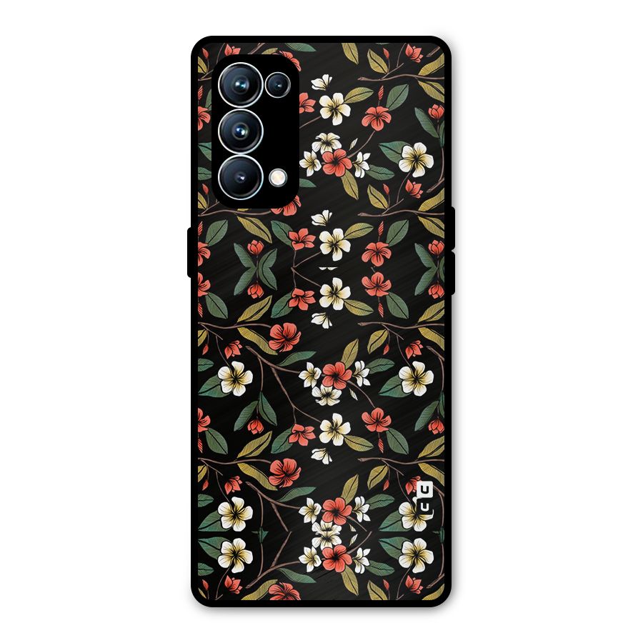 Decorative Florals Pattern Metal Back Case for Oppo Reno5 Pro 5G