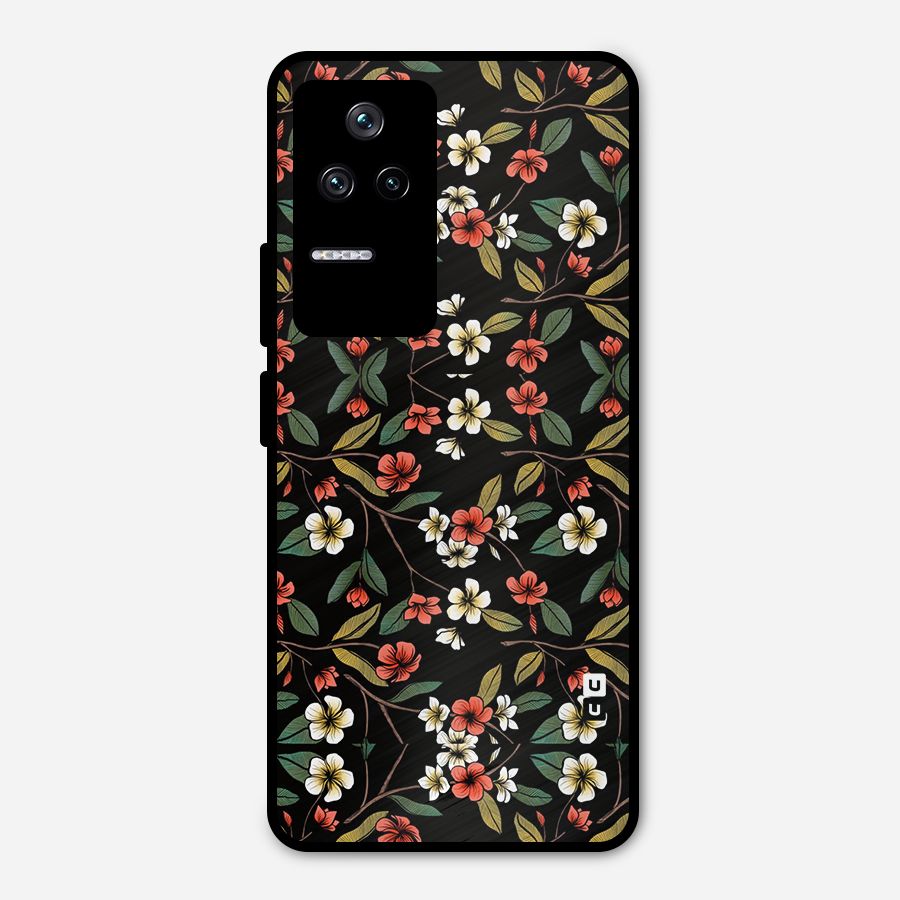 Decorative Florals Pattern Metal Back Case for Poco F4 5G