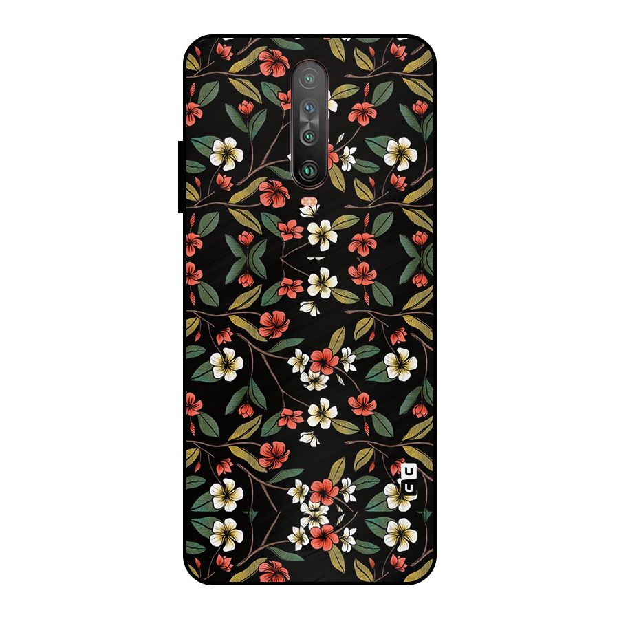 Decorative Florals Pattern Metal Back Case for Poco X2