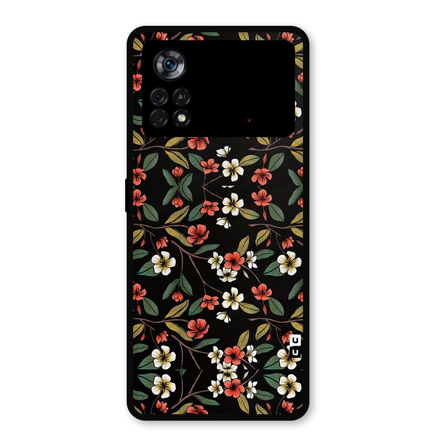 Decorative Florals Pattern Metal Back Case for Poco X4 Pro 5G