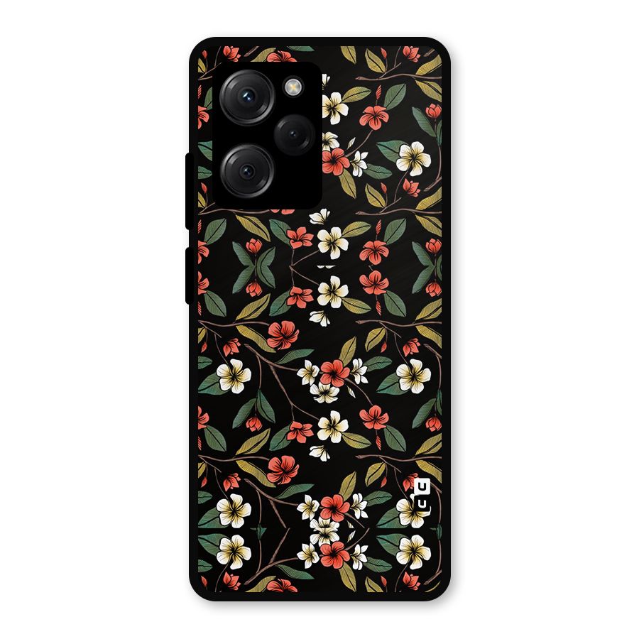 Decorative Florals Pattern Metal Back Case for Poco X5 Pro