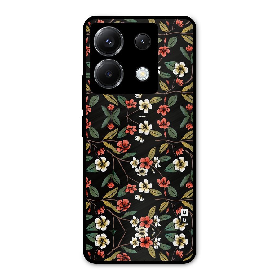 Decorative Florals Pattern Metal Back Case for Poco X6
