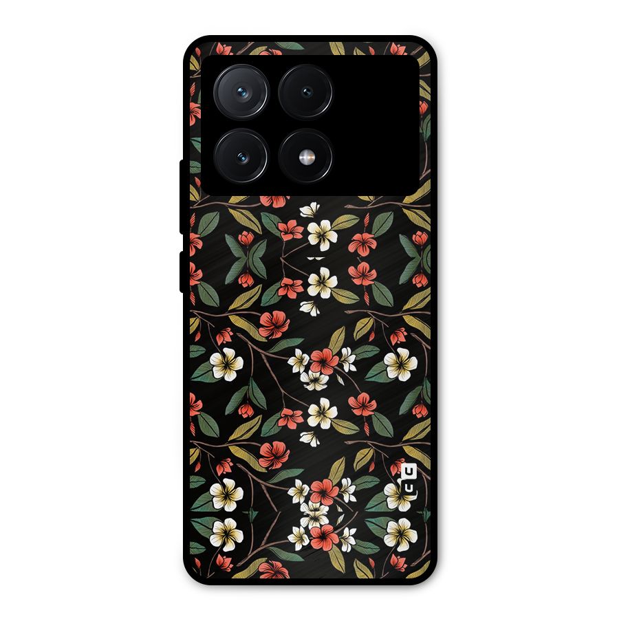 Decorative Florals Pattern Metal Back Case for Poco X6 Pro