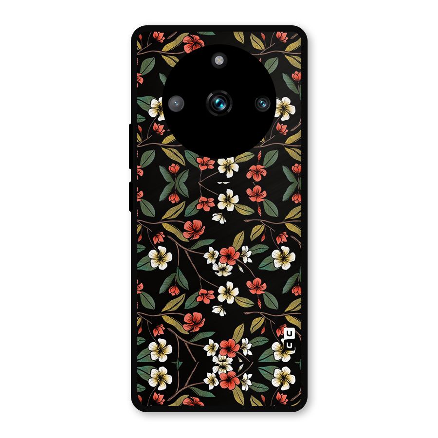 Decorative Florals Pattern Metal Back Case for Realme 11 Pro